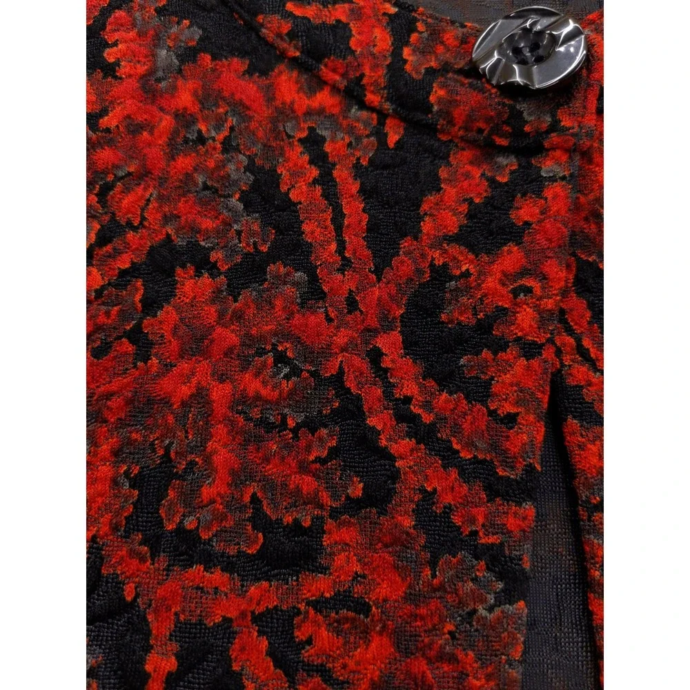 Coldwater Creek Red Floral Tectured Bolero Jacket L‎ Dark Fairy Witchy Goth